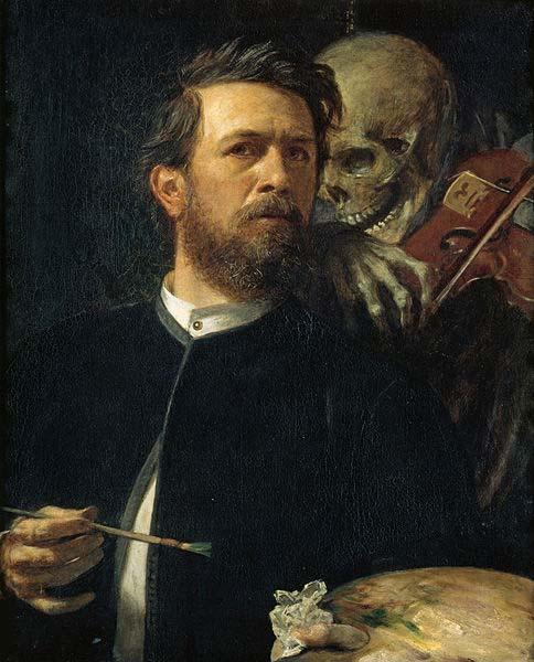 Arnold Bocklin Selbstportrat mit fiedelndem Tod. oil painting image